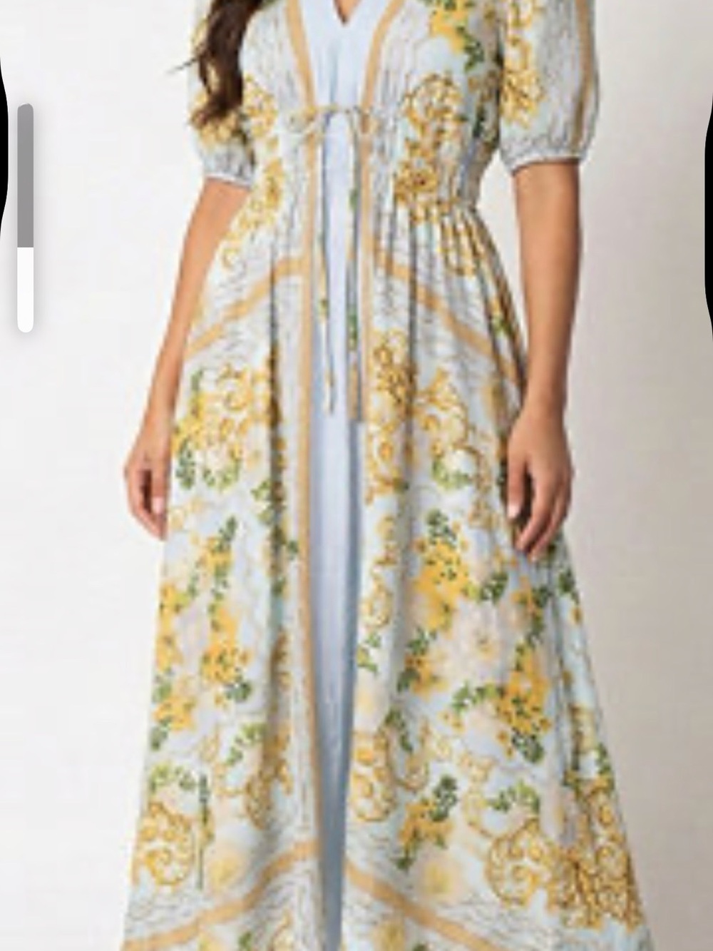 Taylor Light Blue and Yellow Floral Maxi Dress